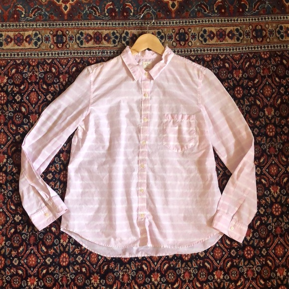 GAP Lilac Stripe Fitted Boyfriend Button Down - Picture 2 of 7